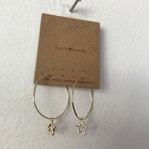 Brandy Melville Gold Star hoop earrings